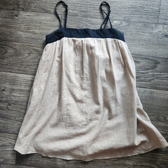 Abercrombie & Fitch Trapeze Mini Skort Tan & Black Linen Dress Size Medium - Picture 1 of 6